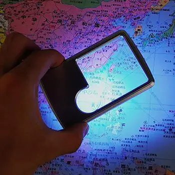 Přenosné Ultra Tenké Karty Čtení Osvětlená Lupa 3X 6X LED Světlo Square Kreditní Karta dvojité čočky přenosný Kapesní Lupa