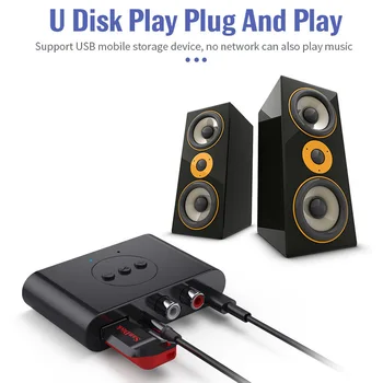 Bluetooth 5.0 Audio Přijímač NFC U Disk RCA 3,5 mm AUX USB Stereo Hudby Bezdrátový Adaptér S Mic Pro Car Kit Reproduktor Zesilovač