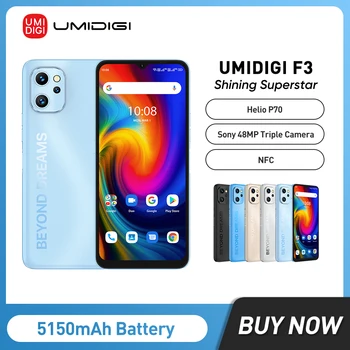 Odemčený UMIDIGI F3 Telefonu Android 11 Smartphone Helio P70 8GB 128GB 6.7