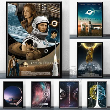 Interstellar Plakát Klasické Sci-Fi Film, Tisk na Plátno, Christopher Nolan Film Wall Art Obraz HD Print Moderní Domácí Výzdoba Dárek