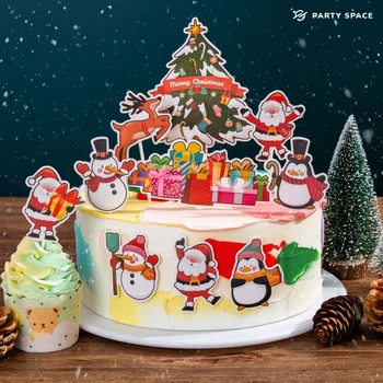 【Vánoce Nový Design】Veselé Vánoce Dort Topper Vánoční Strom Santas Elk Sněhulák Dort Dekorace DIY