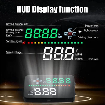 A3 GPS HUD Auto Rychlost Vozidla Zobrazení Napětí Multifunkční Metr Projektor Head-Up Display Auta Vhodný pro Všechny Automobily
