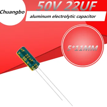 50ks/hodně Vysoké kvality 50V22UF 22UF 50V 5*11MM low ESR/impedance vysoké frekvence hliník elektrolytický kondenzátor