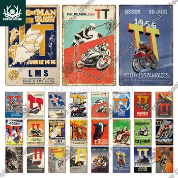 Putuo Dekor Vintage Racing Track Tin Znamení Isle of Man TT Kovové Plakát Deska Garáže Deska Baru, Klubu, Muž Jeskyně, Domácí Zeď Dekorace