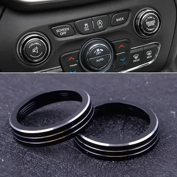beler 2ks Auto Vnitřní Dash Konzole Objemu CD Ring Switch Knob Trim Kruh Kryt Fit Pro Jeep Grand Cherokee 2014 až 2017 2018 2019