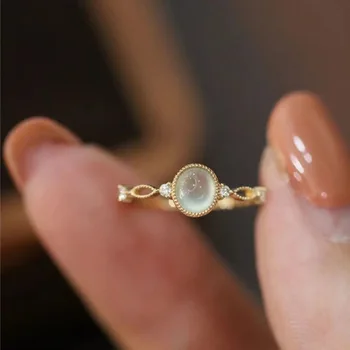 925 Sterling Silver 14 K Gold Á Chalcedon Kočky Oči Prsten pro Ženy, Dárky, Módní Luxusní Geometrický Design Módní Šperky