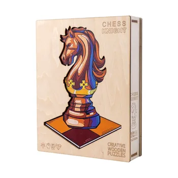 Šachy Knight Dřevěné Puzzle Pro Dospělé, Děti, Vzdělávací Hračky, 3D Rodinné Hry, Puzzle Dřevěné Puzzle DIY Dřevo Řemesla, Dárky