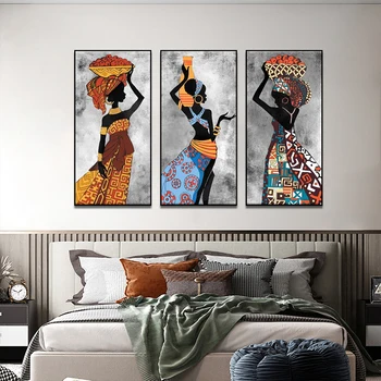Africké Etnicos Kmenové Umění Obrazy Černé Ženy Tančí Plakát, Plátno Tisk, Malba, Abstraktní Umění Obrázek pro Domácí Zdi Dekor