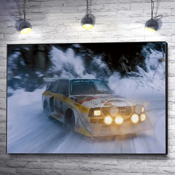 Noc Sníh Závodní Rally Auta, Sportovní Vozidla, umělecká Díla, Plakáty, Kresby, Plátno Obraz pro Obývací Pokoj Ložnice Wall Art Home Dekor