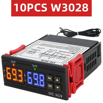 10 Ks STC-3028 Digitální Termostat Teplota Vlhkost Regulátor Termostatu Vlhkoměr Nastavitelný Chladič Topení