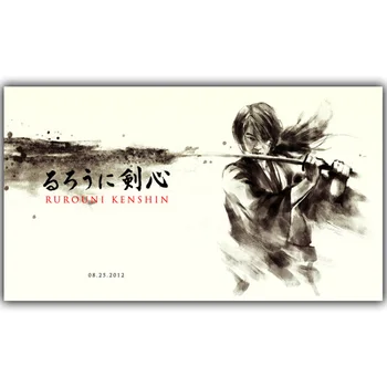 Rurouni Kenshin Hedvábné Tkaniny Plakát Tisk Samuraje Šermíře Anime Obraz Domácí Dekoraci 30x53cm 50x89cm