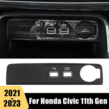 Pro Honda Civic 11. Gen 2021 2022 2023 Interiér Auta USB Port Dekorační Panel Kryt Přední Řadě Nabíječka Socket Výbava Příslušenství