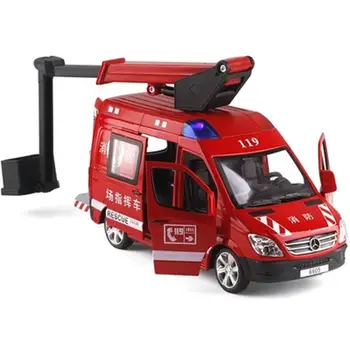 Slitiny auto 119 hasičský záchranný vozidla se zvukem a světlem, vytáhnout zpět hasičské auto fire alarm model auta vzdělávací hračky pro chlapce, děti
