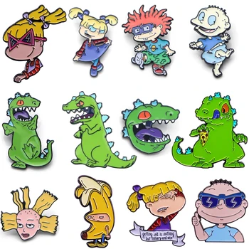 LB2057 90. let Kreslené Vtipné Anime Obrázek Smalt Brož Kolíky Sbírání Dinosaur Klopový Odznak Muži Ženy Módní Šperky Dárky
