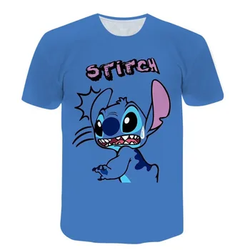Disney Stitch 3D Tisk Kawaii Nadrozměrné T-shirt Harajuku Dámské Pánské Krátký Rukáv T-shirt dětské Volné T