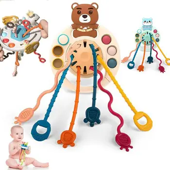 1ks Vytáhnout Řetězec Interaktivní Montessori Hračky, natahovací Hračky, Smyslové Činnosti, Hračky na Cestování Hračky pro Dítě Kočárek Vzdělávací Hračka