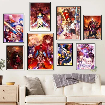 Osud Pobyt V Noci Anime Plakát, Plátno, Obrazy Na Zeď Samolepka Pro Coffee House Bar, Obraz, Bytové Dekorace, Dárek