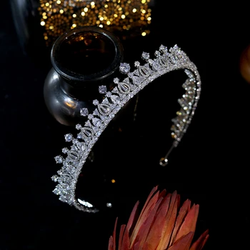 Zirkon Svatební pokrývka hlavy Svatební Doplňky Korunu Prodloužit Diadém, Šperky, Vlasové Doplňky Pro Ženy Luxusní Značky ASNORA