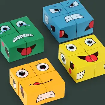 Kostka Hry Tvář Emoce Změnit Bloky Výrazů, Puzzle, Vzdělávací Hračky, Děti, Děti, Rané Učení, Montessori Geometrie