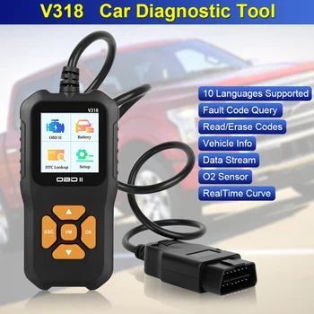V318 Auto Test OBD2 Kód Čtenář Skener Diagnostické Nástroje, Přečtěte si Informace o Vozidle, Systém Zapalování Baterie Tester Auto Příslušenství