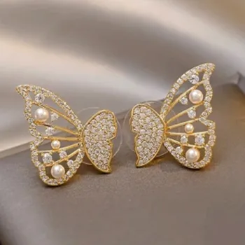 Náušnice Módní Šperky Osobnost Motýl Simulace Pearl Roztomilé Náušnice Náušnice Pro Ženy Pendientes Velkoobchod