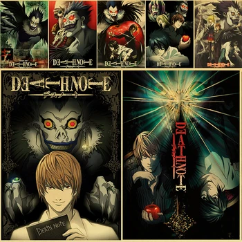 Klasická japonská anime Death Note, Retro, Plakát, Vintage Cool Styl Kraft Papír Zeď Obraz Pro Domácí /Pokoj/Bar Dekor