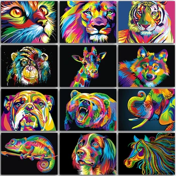 5D DIY Diamantový Malování zvířat, kůň, kočka, tygr, lev Plné Náměstí&Kolo Diamond výšivky Cross stitch mozaika barvy domova