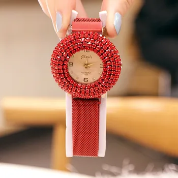 2019 Okouzlující Růžové Dámské Hodinky Minimalismus Ležérní Diamond Lady náramkové Hodinky Magnet spona Módní Luxusní Značky Ženy Hodinky Dárek