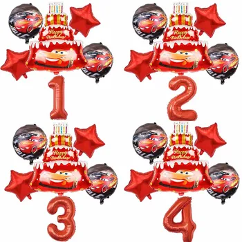 1 sada Mickey McQueen Auto Dort Děti Narozeninové Party, Narozeniny, Dekorace Latexové Balónky, Dítě, Hračky 32inch Červené Číslo balónky