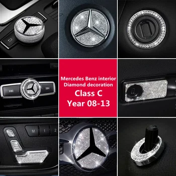 Pro Mercedes Benz Příslušenství CClass W204 W205 C180 C200 Bling Nálepka Částí Interiéru Dekorace Střihu Křišťálově Lesklé Stříbrné