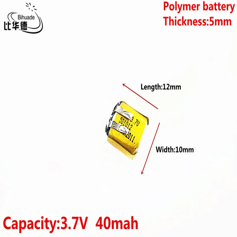 3.7 V, 40 mAh 501012 Li batteria Ai Polimeri di Li Batteria agli ioni di litio Per Il FAI DA TE 3D soutěž, mp3 penna di Registrazio