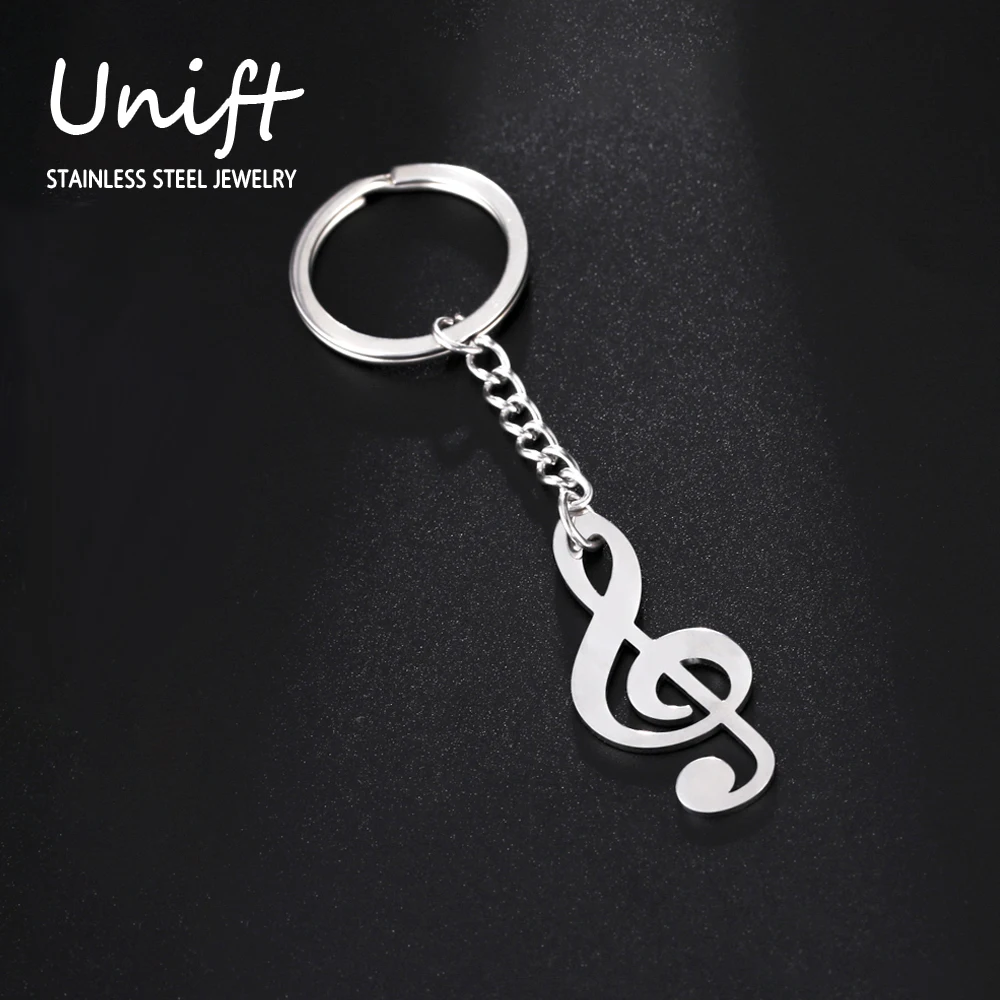Unift Jednoduché Hudební Poznámka klíčenka Houslový Klíč z Nerezové Oceli Auto Klíčenka pro Ženy, Muže Cetky Přívěšek na klíče Hudebník Dárek 2022