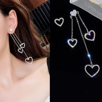 Nový Crystal Drahokamu Srdce Přívěsek Náušnice Korejský Milující Střapcem Náušnice 2020 Ženy Šperky