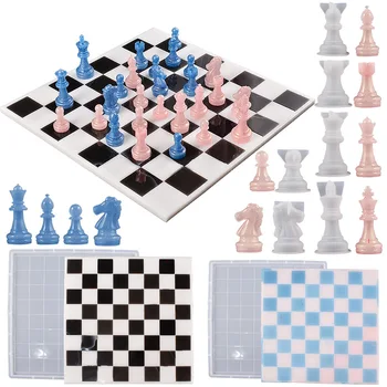 DIY Crystal Epoxidové Pryskyřice Formy Mezinárodní Šachové Soupravy Queen King 6 Tří-Dimenzionální Odlévání Silikonové Formy