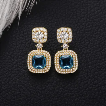 CAOSHI Temperament Lady Náušnice s Jasně Modrými Zirkony Jemné Designové Doplňky pro Párty Luxusní Party Šperky