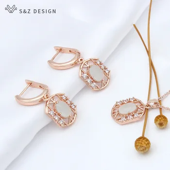 S&Z DESIGN Nové Elegantní Tvar Vejce Crystal Houpat Náušnice Šperky Sady Pro Ženy, Strana Šperky Zirkony Přívěskem Náhrdelník