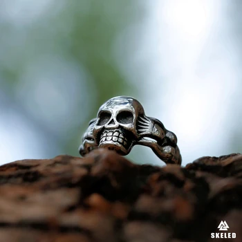 Módní Jednoduché Gothic Skull Ring Muži z Nerezové Oceli, Party Hip Hop Motorkářský Prsten Kámen Cool Mužské Šperky Punk Dárek Příslušenství