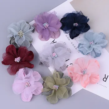 10KS 8Colors Mini Šifon Textilie, Květiny Pro Svatební Pozvánky Umělé Květiny Na Šaty, Dekorace