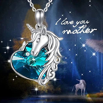 Módní Elegantní Módní Máma Děti Unicorn Náhrdelník Ženy je Zvíře Crystal Přívěsek Výročí Matky Den Dárek Šperky