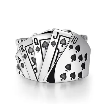 Flush Hrací Karty Nastavitelný Otevření Kroužku Hodně Štěstí Gambler