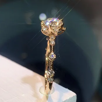 Krystal Elegantní Kroužky pro Mládež Estetické Doplňky Pozlacené Zirkony Zásnubní Prsteny, Dárky Ženy, Šperky 2022 KCR095