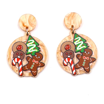 1pár Nový produkt KN Drop kolo Perník Vánoční strom roztomilý Akrylové náušnice Šperky pro ženy