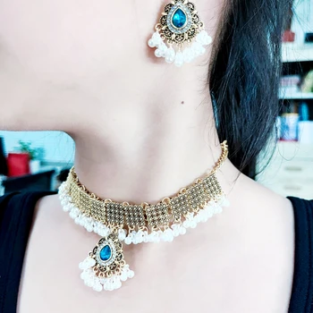 HAHATOTO Nové Vintage Šperky Sady Módní Náhrdelník a Náušnice z Perel, Ručně vyráběné Náhrdelníky Náhrdelník Korálkové Šperky pro Ženy