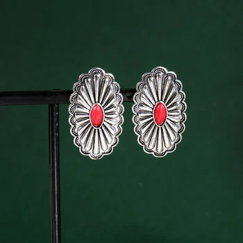 Ruční Cikánské Kmenové Přírodní Kámen Stud Náušnice Minimalistické Šperky Řemeslník Vyřezávaný Kruh Piercing Houpat Náušnice Pro Ženy