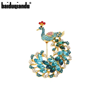 Baiduqiandu Normální Velikosti Paví Brože Pro Ženy, Muže Drahokamu, Modrý Pták Zvířecí Šperky Dárek