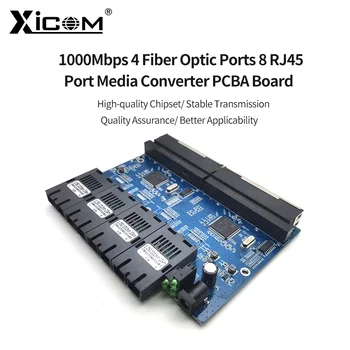 100/1000Mbps PCBA bylo zvoleno Vlákno Optický Konvertor Přepínač 4 Port Fiber 8 RJ45 Port Fiber Transceiver, Single Mode, SC, Simplex/Duplex