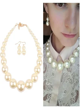Imitace Perlové náušnice náhrdelník šperky jednoduchý krátký klíční kost řetěz pro ženy