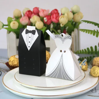 50/100ks Ženich A Nevěsta Svatební Dar Pytel DIY Stuha Svatební Party Dekorace Kreativní Candy Čokoláda Dárkové Krabičce