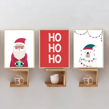 Veselé Vánoce Červené Santa Claus A Bílé Sněhulák Plátno Malování Na Plakáty A Tisky Umění Nástěnné Obrázky Pro Obývací Pokoj Dekor