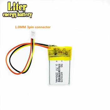 3pin konektor 602025 3.7 v 250mAh Použitelné Dash CAM J501 J501C J501P Lithium Polymer Li-Po Dobíjecí Baterie